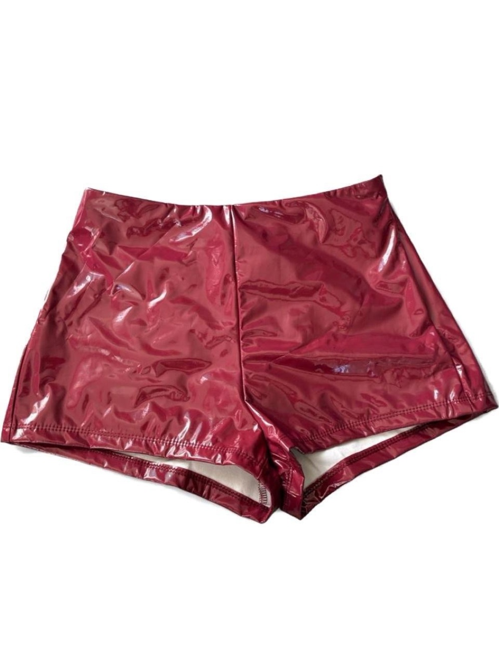SHEIN Shiny Vinyl Bike Shorts in Burgundy